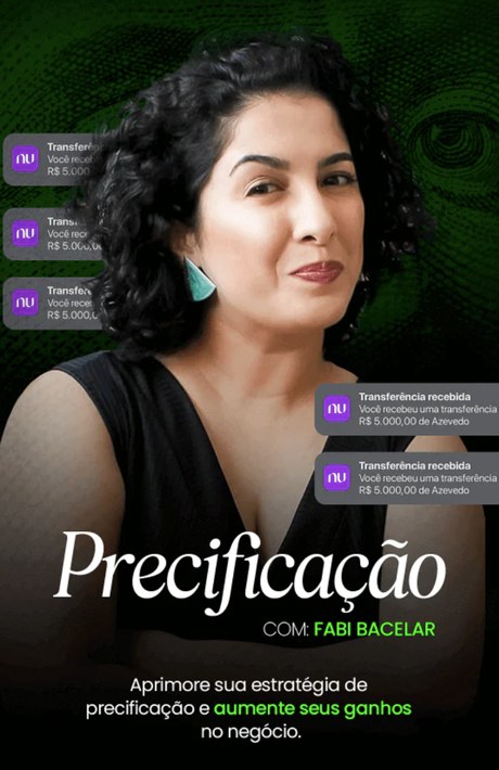 Capa da formação Precificação, com Fabi Bacelar