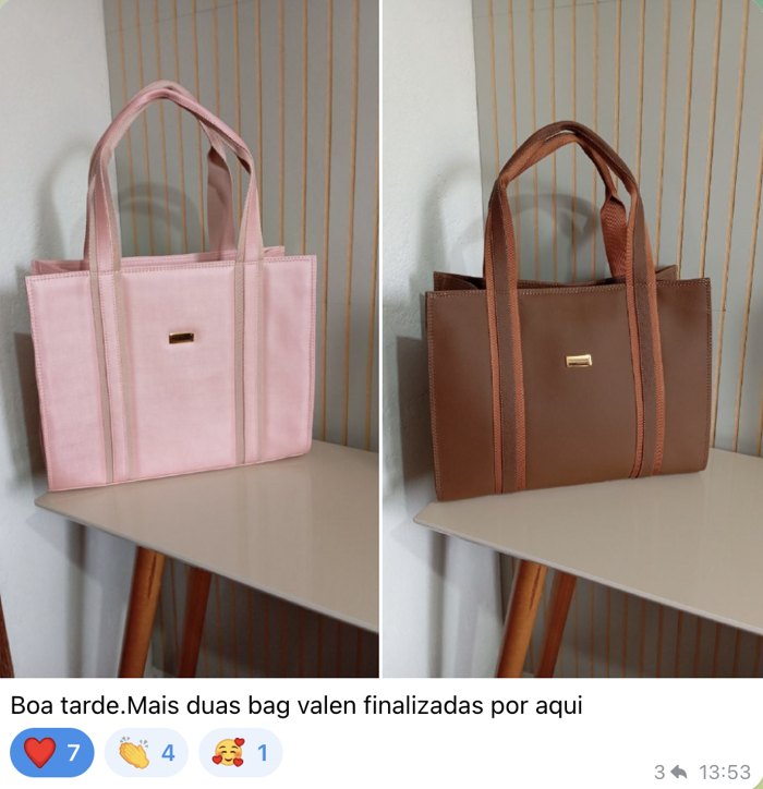 Print de aluna com duas Bag Valen finalizadas