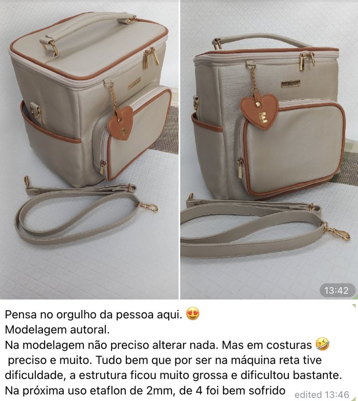 Print de aluna com frasqueira de modelagem autoral